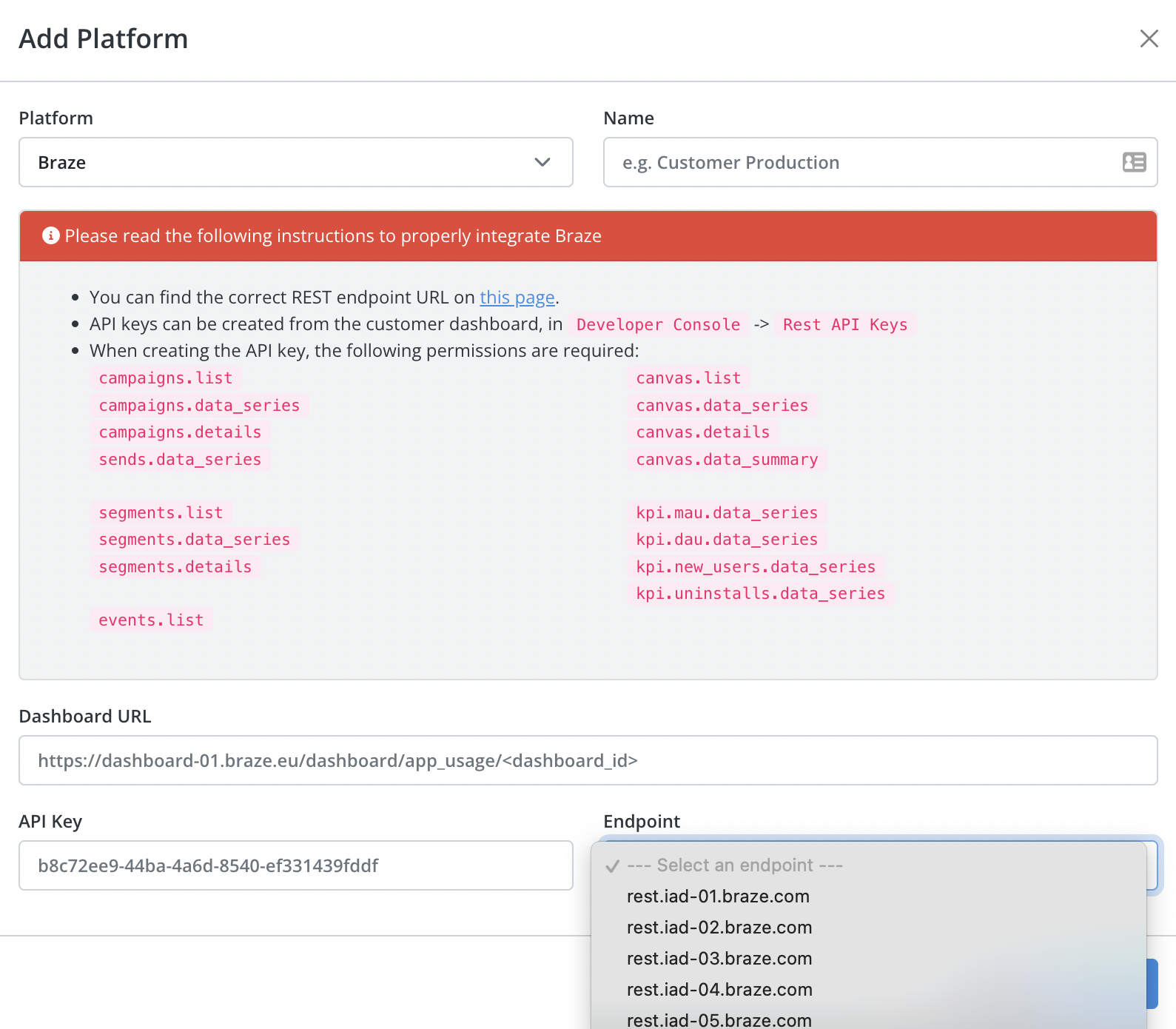 actionable.me 運営チームが設定するactionable.me 「プラットフォームの追加」ページ。