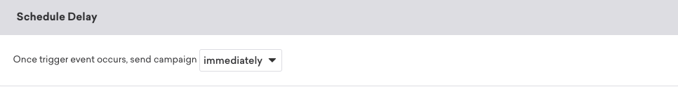 スケジュール遅延は、トリガーイベントが発生した直後にキャンペーンを送信するように設定される。